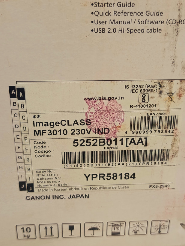 پرینتر چندکاره لیزری ویترینی{در حد آکبند} Canon imageCLASS MF3010 پرینت، اسکن و کپی