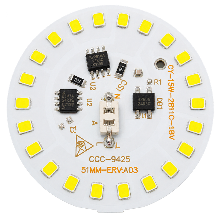 ماژول LED DOB گرد 15 وات SMD 2835 مدل CY-15W-2B11C-18V قطر 51 میلیمتر