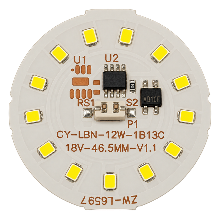 ماژول LED DOB گرد 12 وات SMD 2835 مدل CY-LBN-12W-1B13C-18V قطر 46.5 میلیمتر