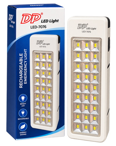 چراغ اضطراری شارژی DP LED LIGHT مدل LED-7076 با 36 LED و باتری لیتیوم 18650 ارتقایافته
