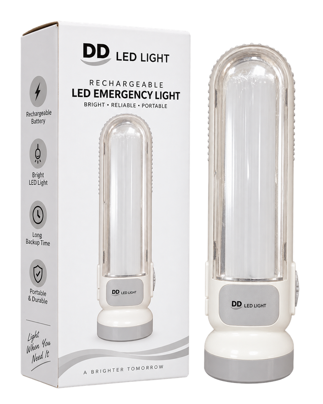 چراغ اضطراری شارژی DP LED LIGHT مدل DP-7102B با باتری لیتیوم 18650 ارتقایافته و محافظ شارژ