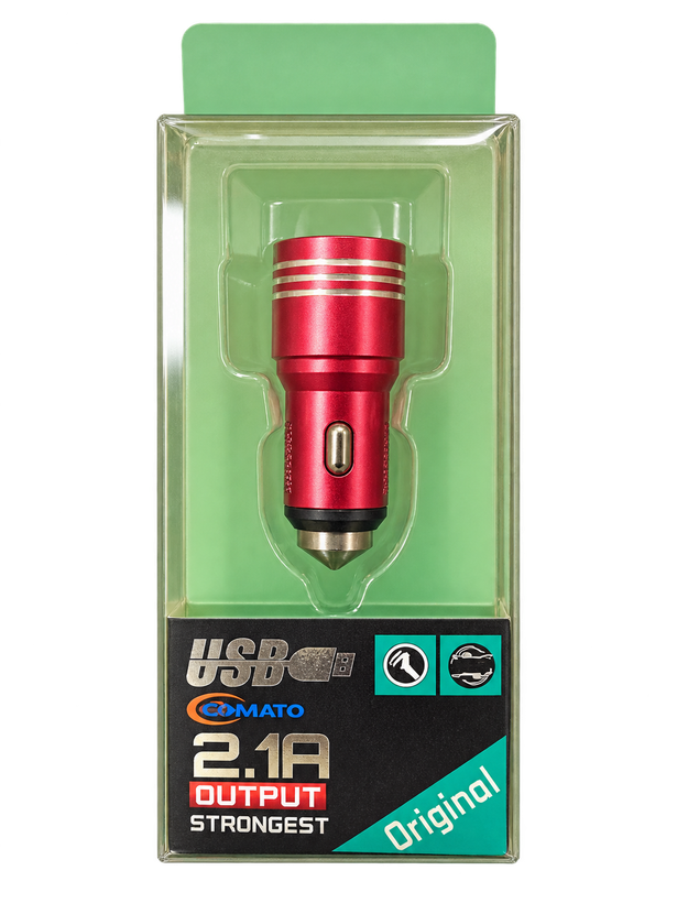 شارژر فندکی خودرو COMATO تک پورت USB با خروجی 2.1 آمپر