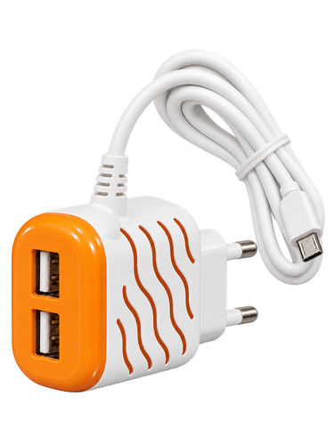 شارژر دیواری دو پورت USB مدل Travel Charger 2 in 1 همراه کابل شارژ