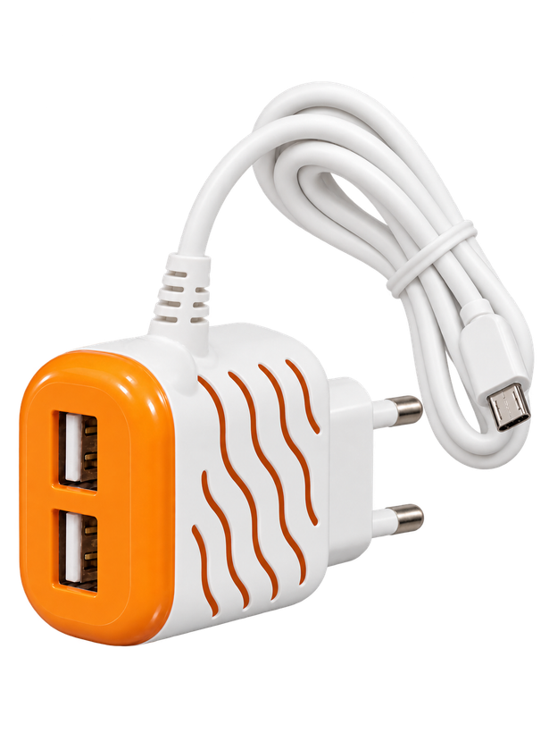 شارژر دیواری دو پورت USB مدل Travel Charger 2 in 1 همراه کابل شارژ