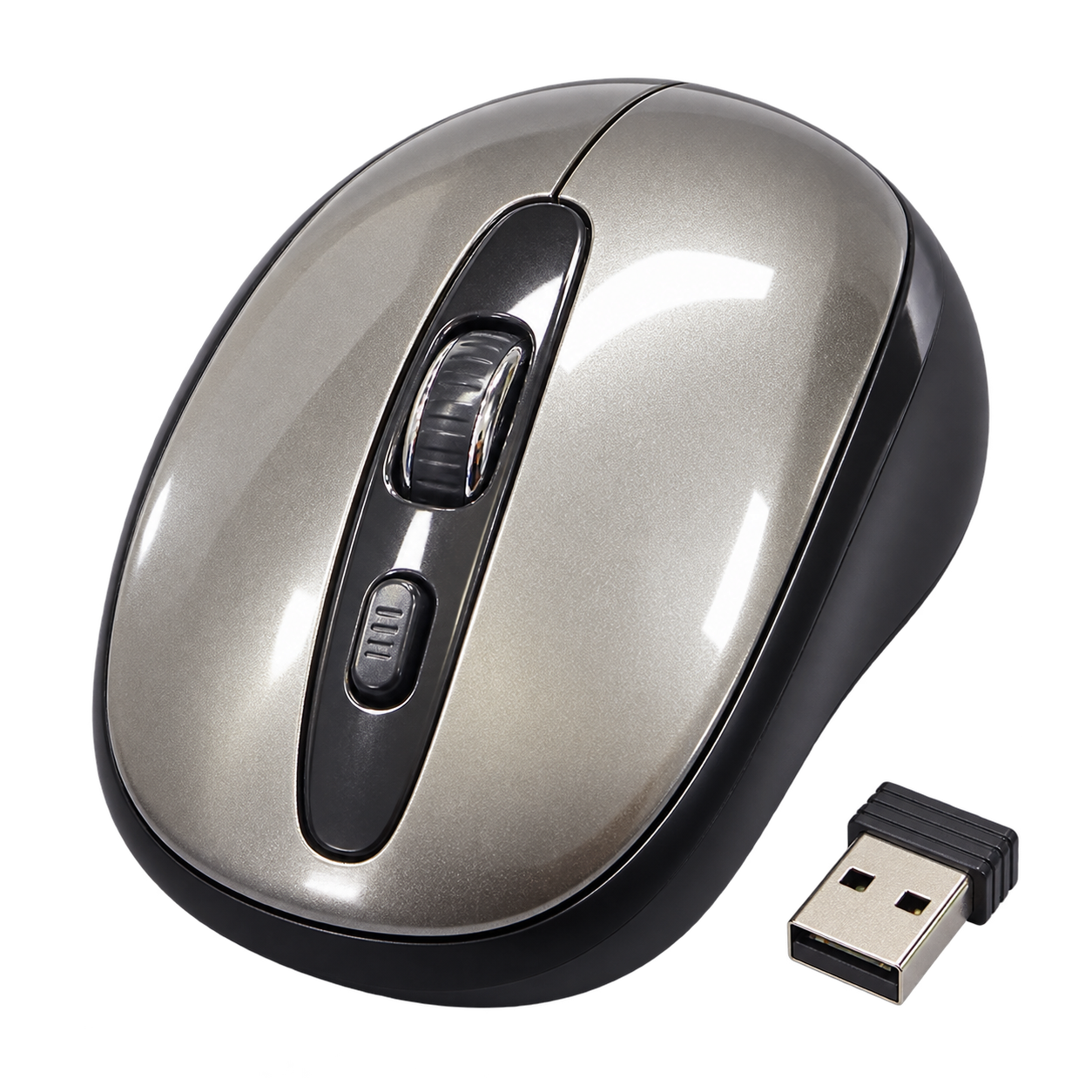 موس بی‌سیم 2.4 گیگاهرتز باتری‌خور با گیرنده USB و طراحی کم‌مصرف