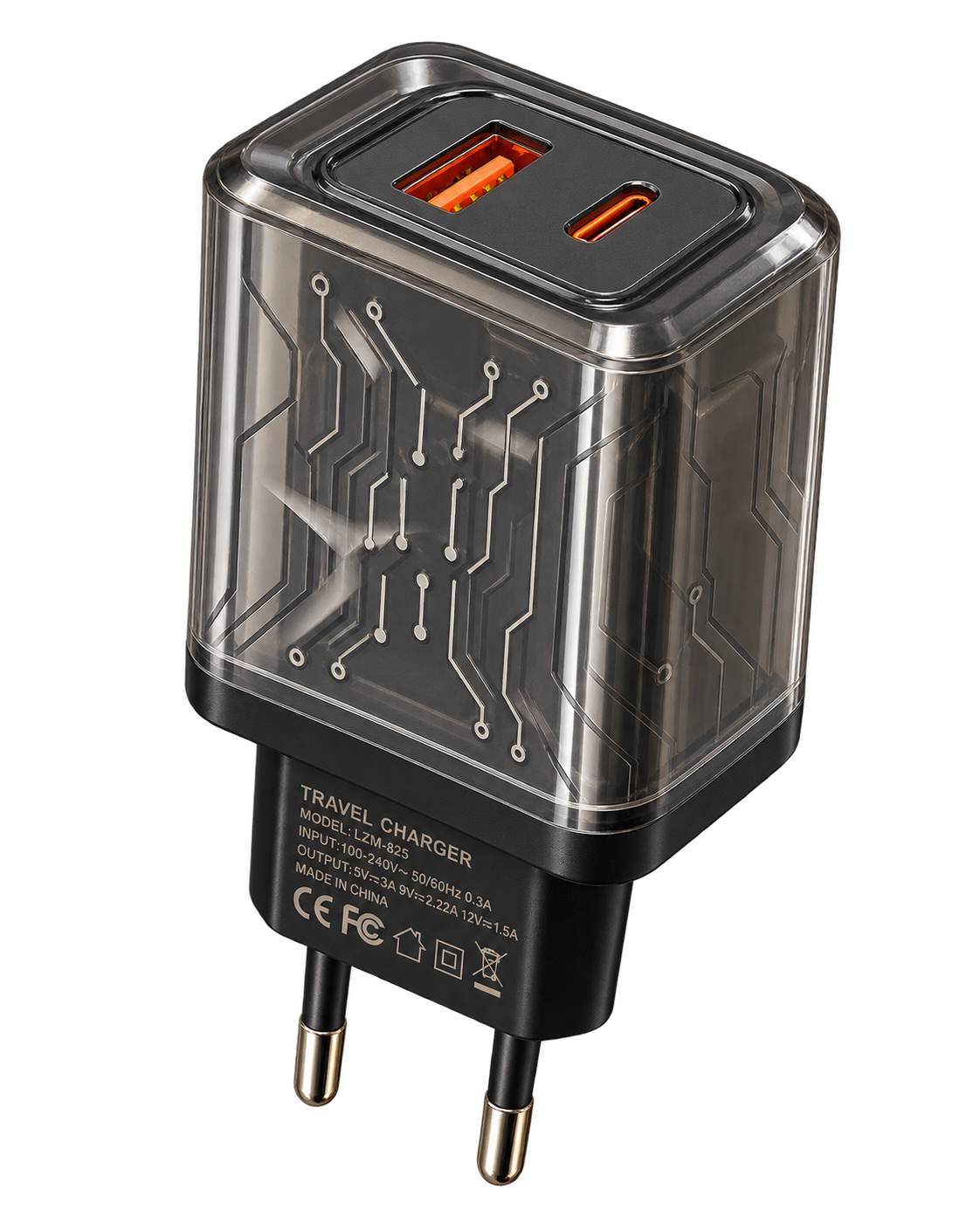 آداپتور لیامی مدل CH-22 توان 25 وات با خروجی USB و Type-C