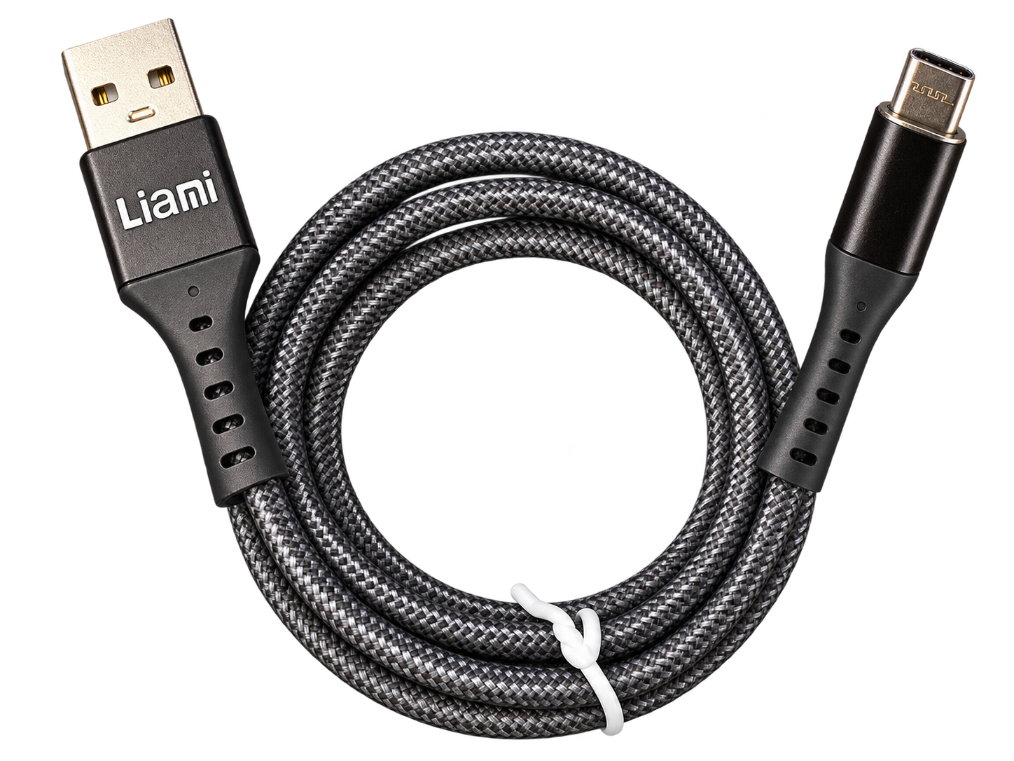 کابل شارژ لیامی USB-A به Type-C با روکش کنفی خاکستری