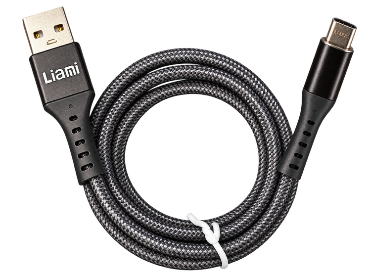 کابل شارژ لیامی USB-A به Type-C با روکش کنفی خاکستری