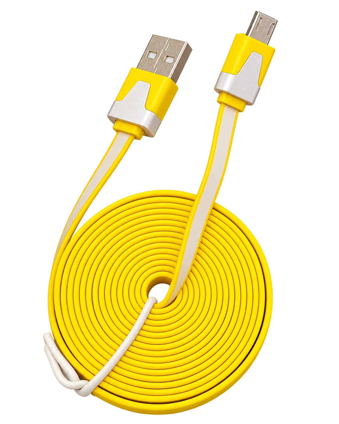 کابل شارژ فلت Micro USB طول ۲ متر رنگ زرد