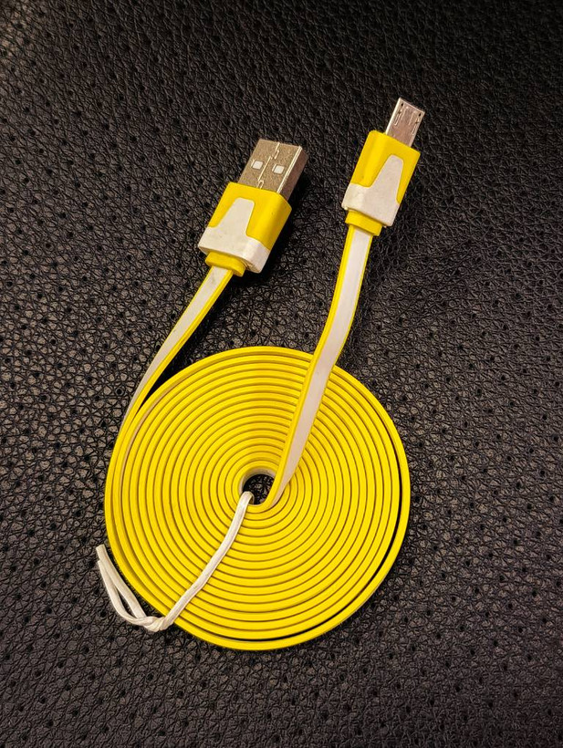 کابل شارژ فلت Micro USB طول ۲ متر رنگ زرد