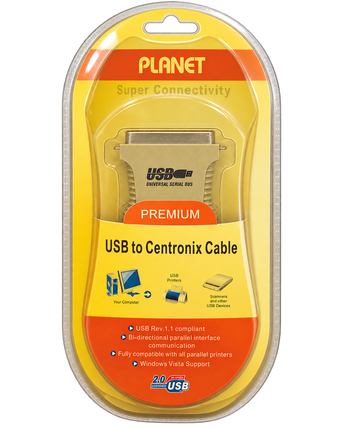 مبدل USB به LPT چاپگر قدیمی PLANET مدل Premium USB to Centronics با کانکتور 36 پین