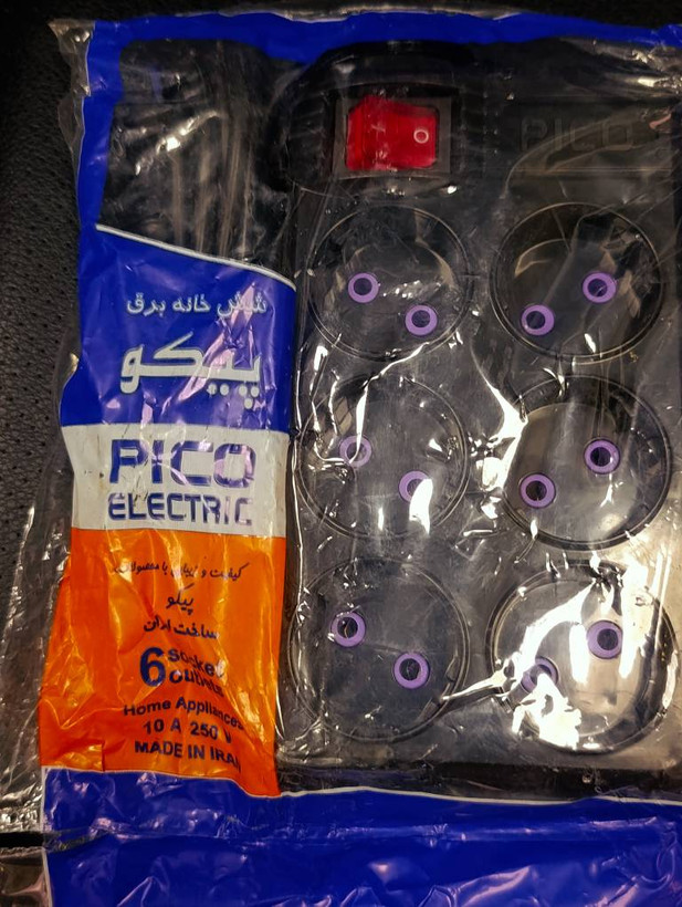 چندراهی برق ۶ خانه پیکو الکتریک PICO با کابل ۳ متری و کلید روشن/خاموش 10A
