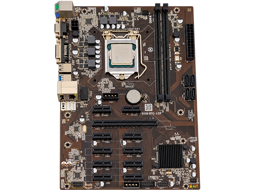 مادربرد ماینینگ B250 BTC-12P به همراه پردازنده Intel Pentium G4400 با پشتیبانی از 12 کارت گرافیک استوک در حد نو