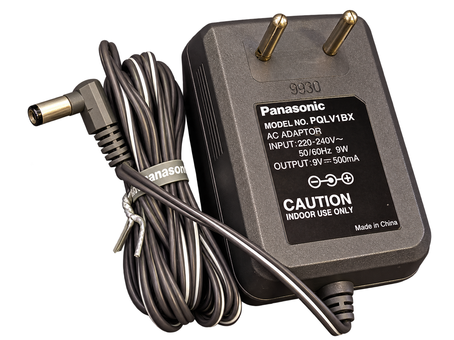 آداپتور(ترانس )  پاناسونیک Panasonic مدل PQLV1BX خروجی 9 ولت 500 میلی‌آمپر با فیش DC زاویه‌دار