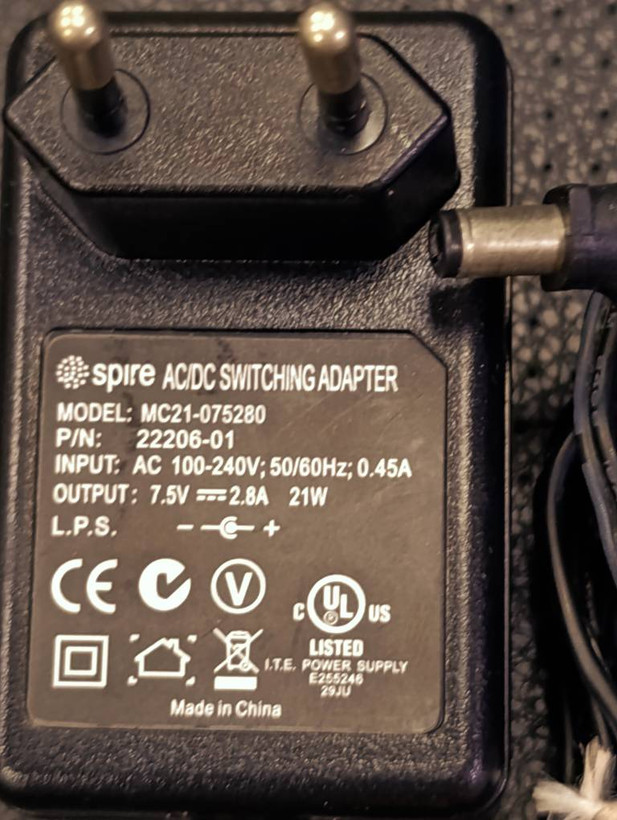 آداپتور (ترانس ) Spire مدل MC21-075280 با خروجی 7.5 ولت 2.8 آمپر توان 21 وات