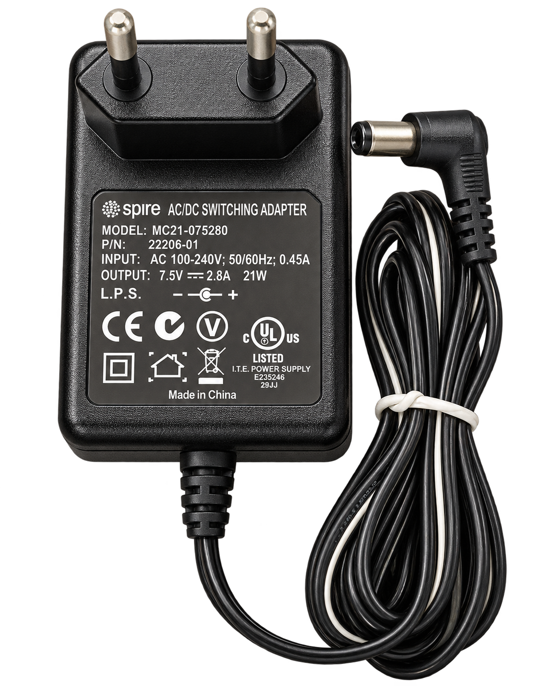 آداپتور (ترانس ) Spire مدل MC21-075280 با خروجی 7.5 ولت 2.8 آمپر توان 21 وات