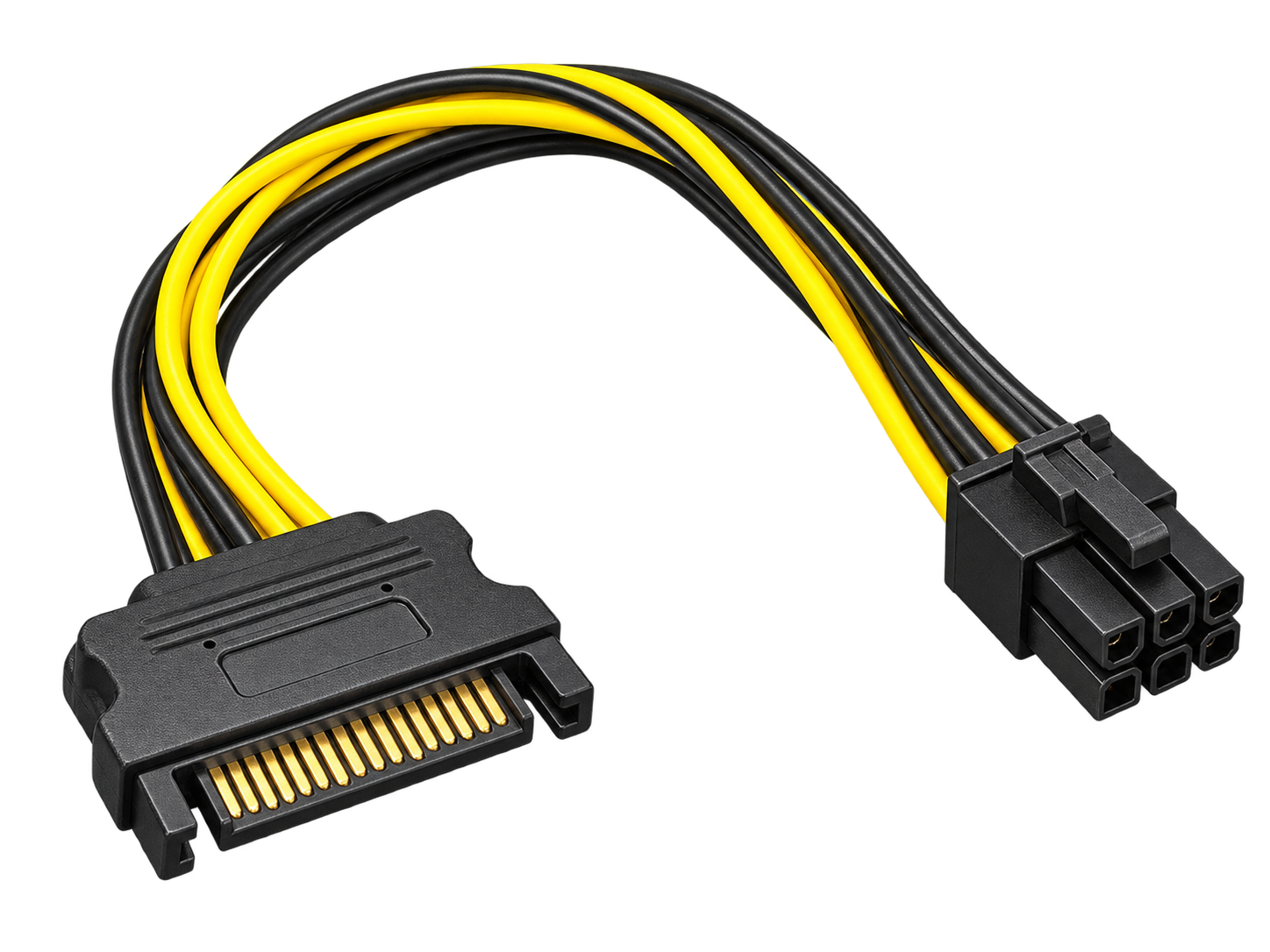 کابل تبدیل برق SATA 15 پین به PCIe 6+2 پین برای رایزر کارت گرافیک