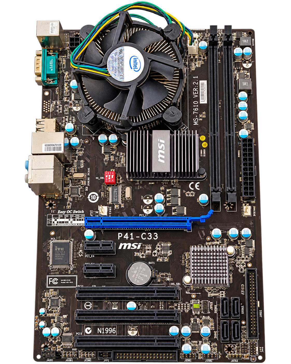 باندل مادربرد استوک MSI P41-C33 با پردازنده Intel Core 2 Duo E8400 و فن Intel