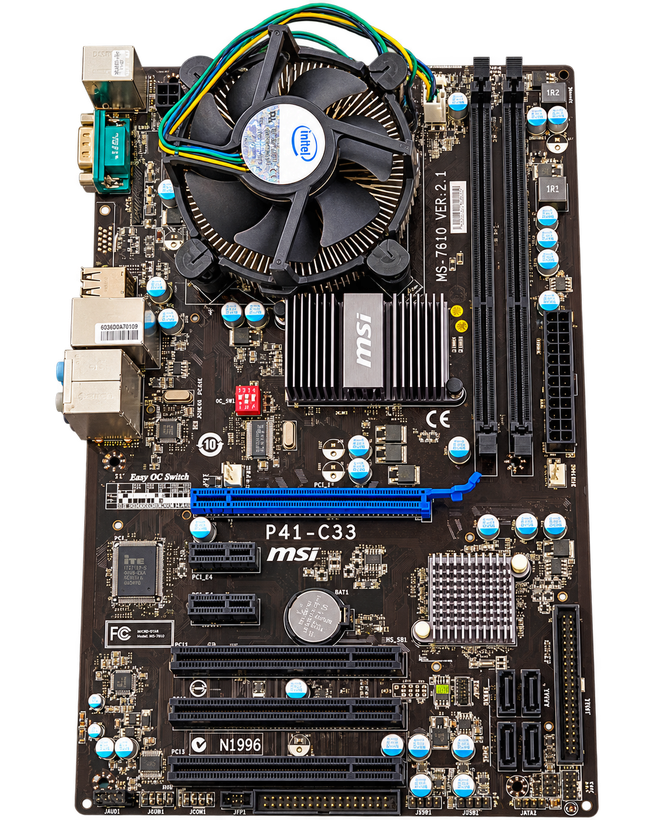 باندل مادربرد استوک MSI P41-C33 با پردازنده Intel Core 2 Duo E8400 و فن Intel