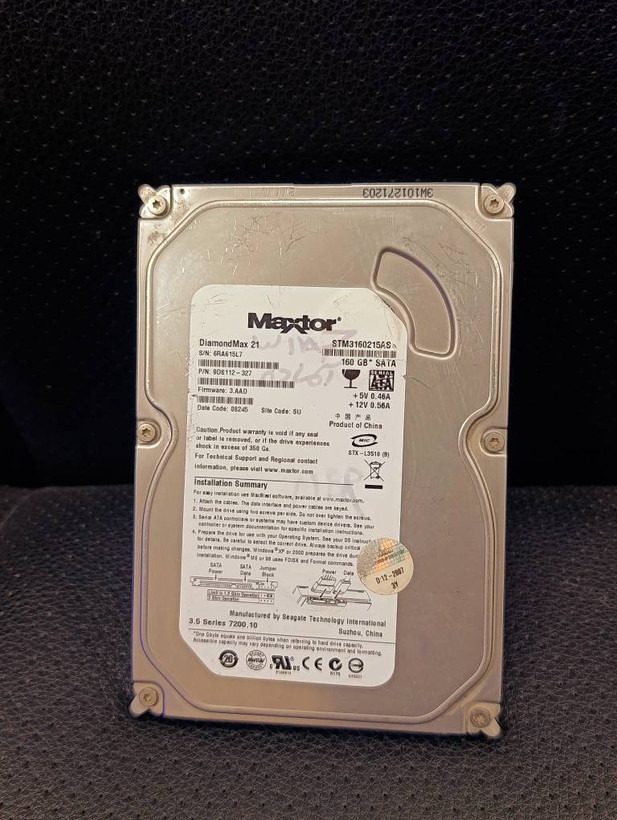هارد دیسک Maxtor استوک ظرفیت 160GB مدل STM3160215AS SATA