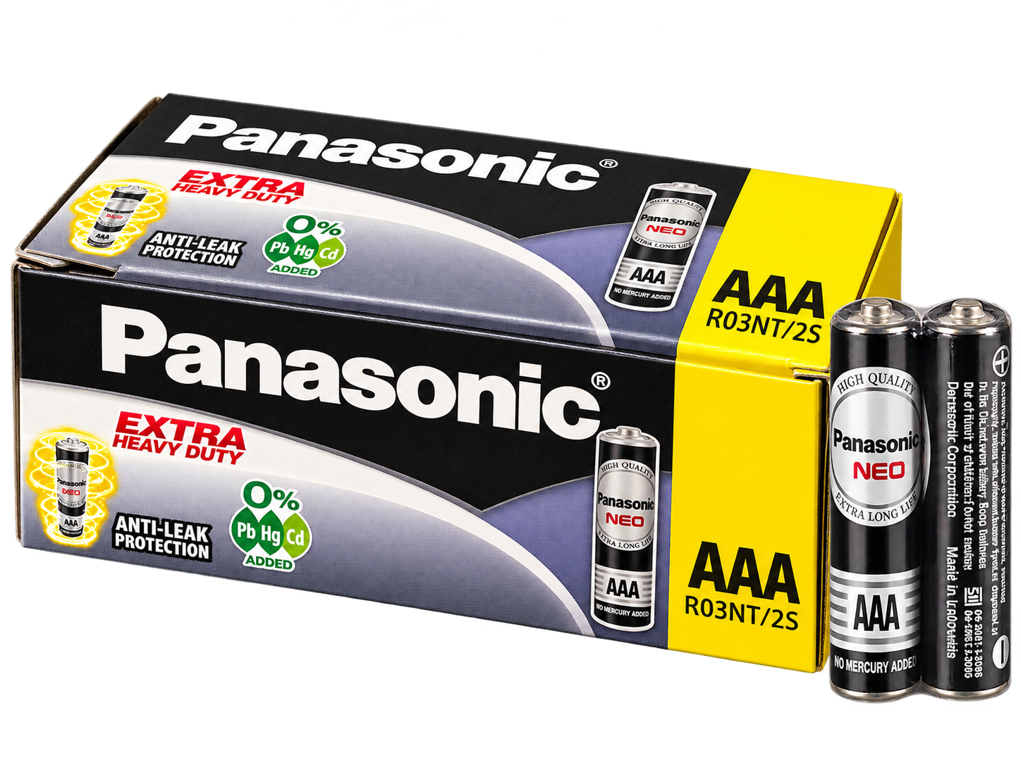باتری نیم قلمی Panasonic NEO Extra Heavy Duty مدل R03 AAA ظرفیت 1.5 ولت