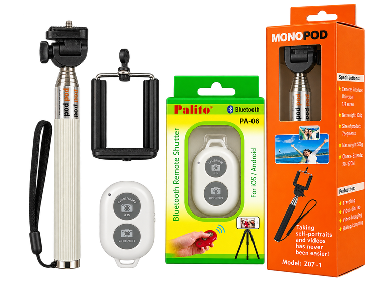 مونوپاد سلفی Z07-1 به همراه هولدر موبایل و ریموت بلوتوثی Palito PA-06