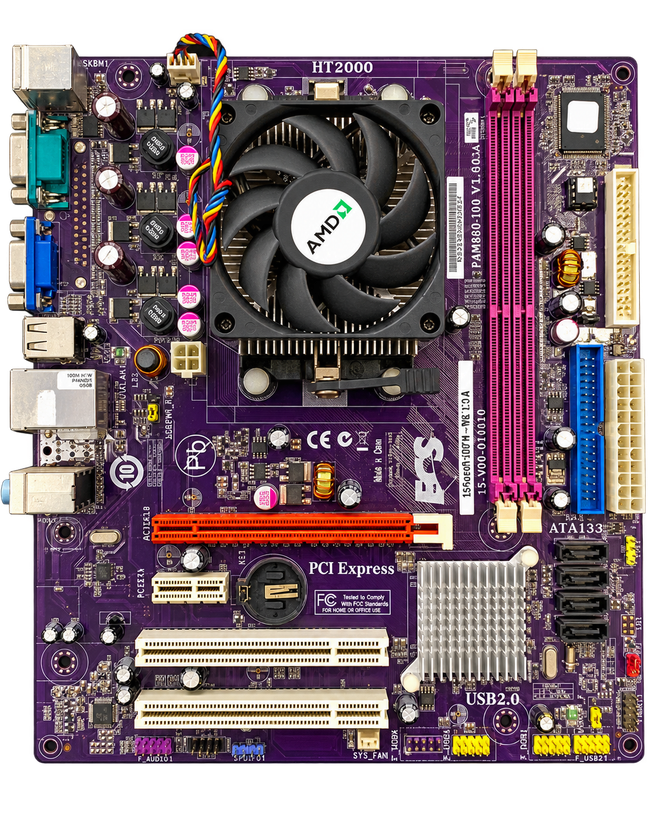 باندل مادربرد ECS GeForce6100PM-M2 V3.0 با پردازنده AMD Sempron 3000+ و فن - استوک