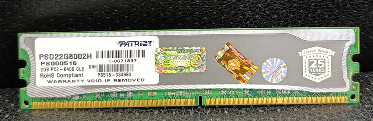 رم دسکتاپ Patriot Signature DDR2 ظرفیت 2GB باس 800 مدل PSD22G8002H - استوک