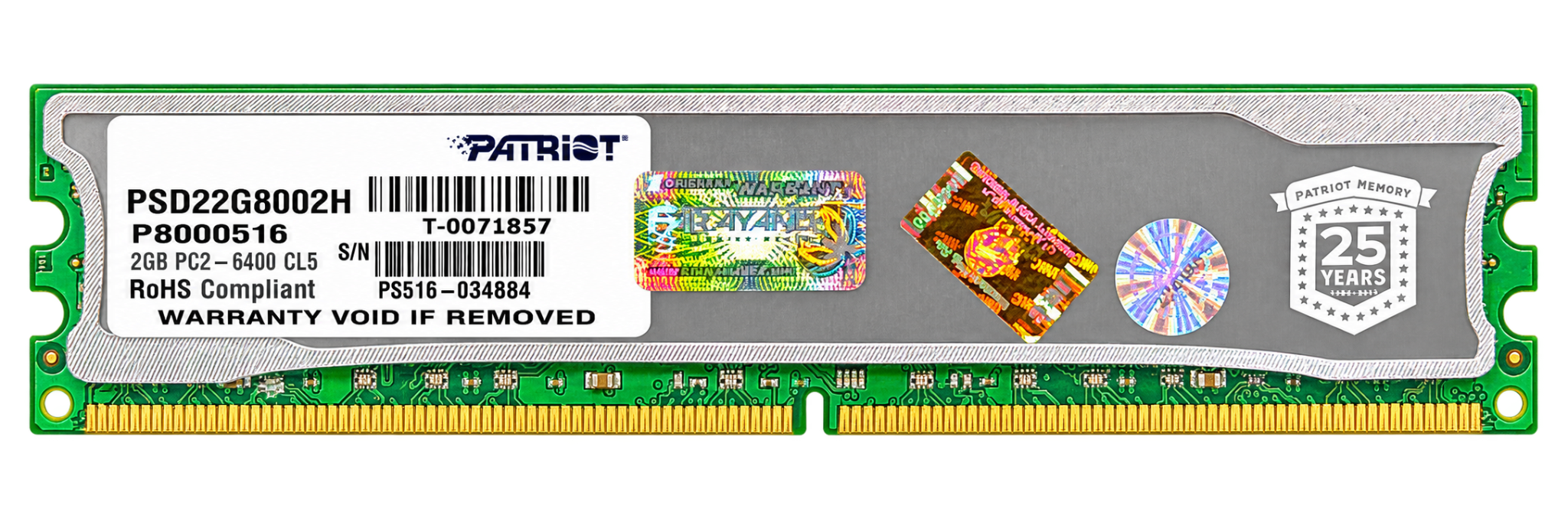 رم دسکتاپ Patriot Signature DDR2 ظرفیت 2GB باس 800 مدل PSD22G8002H - استوک