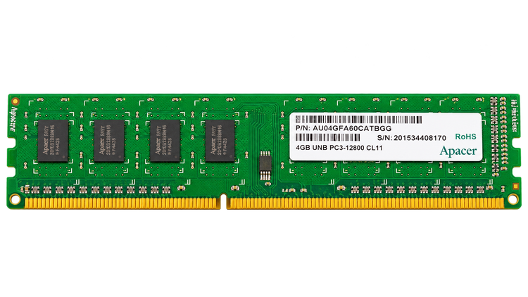 رم دسکتاپ Apacer DDR3 ظرفیت 4GB باس 1600 مدل AU04GFA60CATBGC - استوک