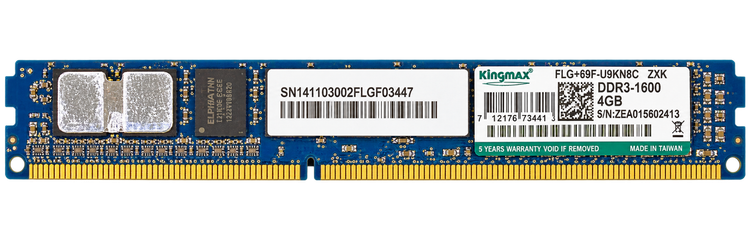 رم دسکتاپ Kingmax DDR3 ظرفیت 4GB باس 1600 مدل FLGF65F-D8KNBC استوک
