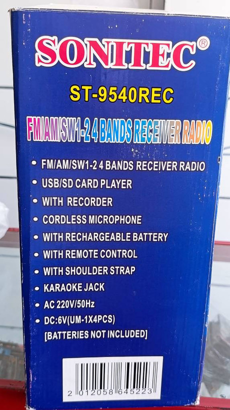 رادیو چهار موج .برق و باتری Sonitec مدل ST-9540REC با USB، کارت حافظه، ضبط و صدا