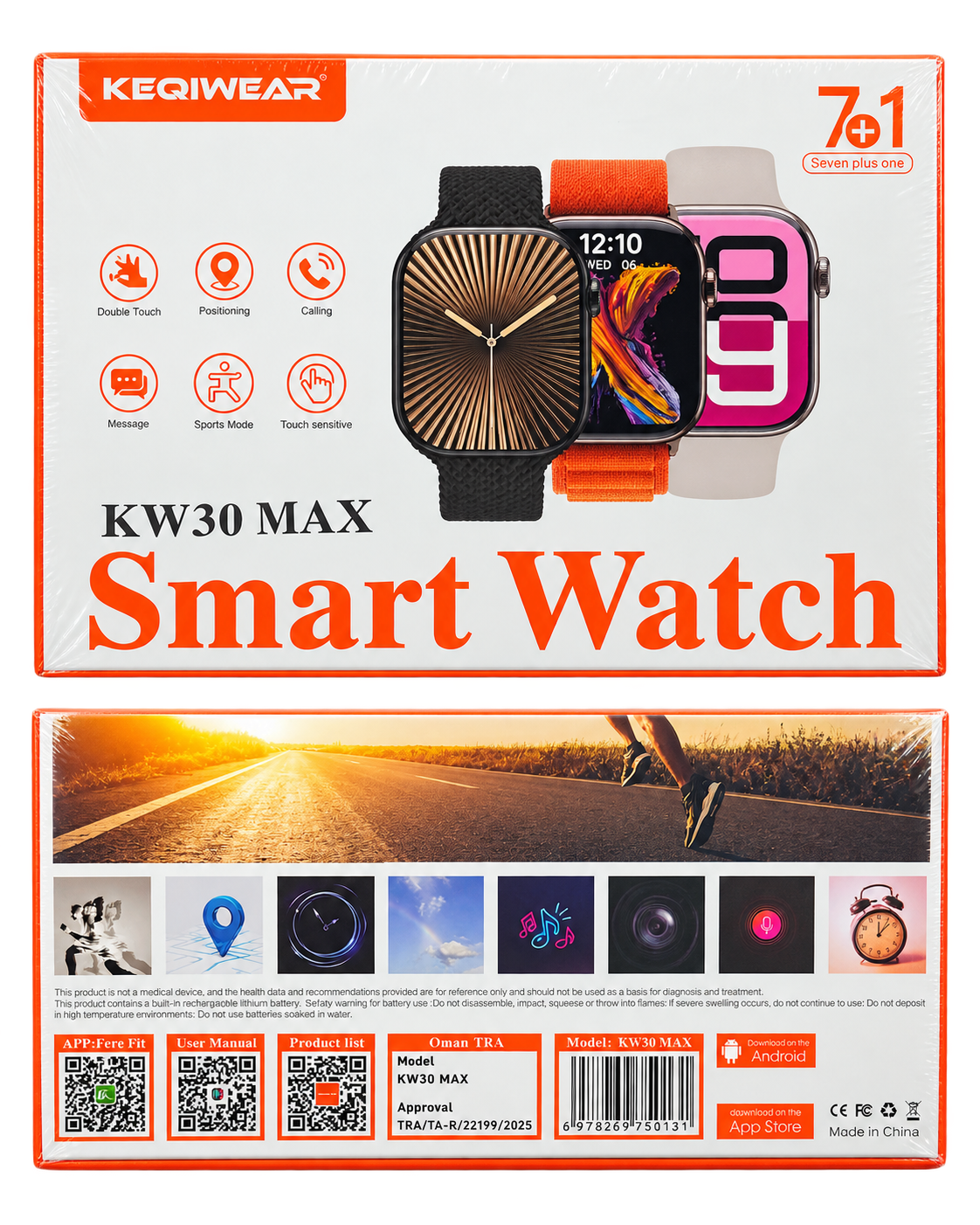 ساعت هوشمند KEQIWEAR مدل KW30 MAX پکیج 7+1 با قابلیت مکالمه و پایش فعالیت