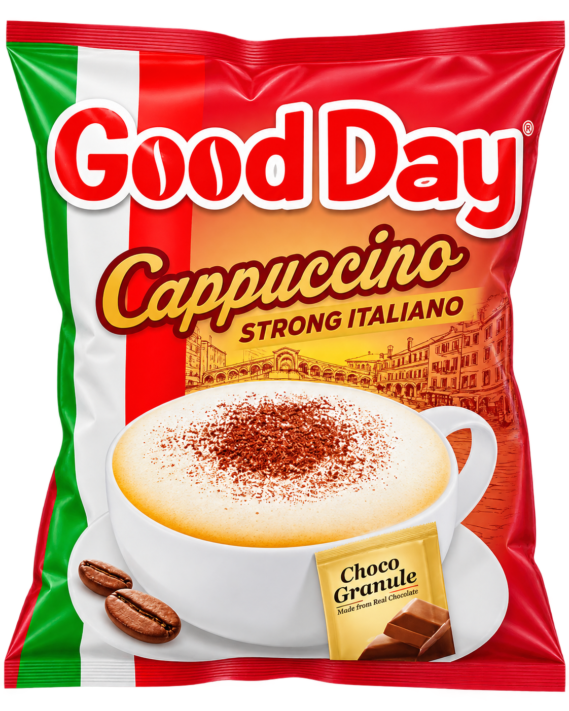 کاپوچینو فوری Good Day مدل Strong Italiano با گرانول شکلاتی 20 ساشه