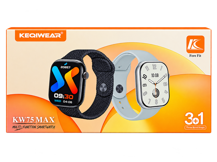 ساعت هوشمند KEQIWEAR مدل KW75 MAX پکیج 3+1 با مکالمه بلوتوثی