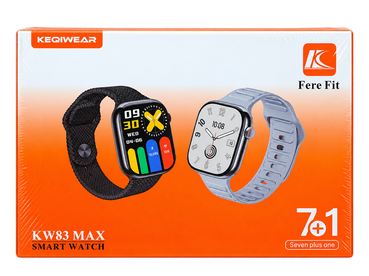 ساعت هوشمند KEQIWEAR مدل KW83 MAX پکیج 7+1 با مکالمه بلوتوثی