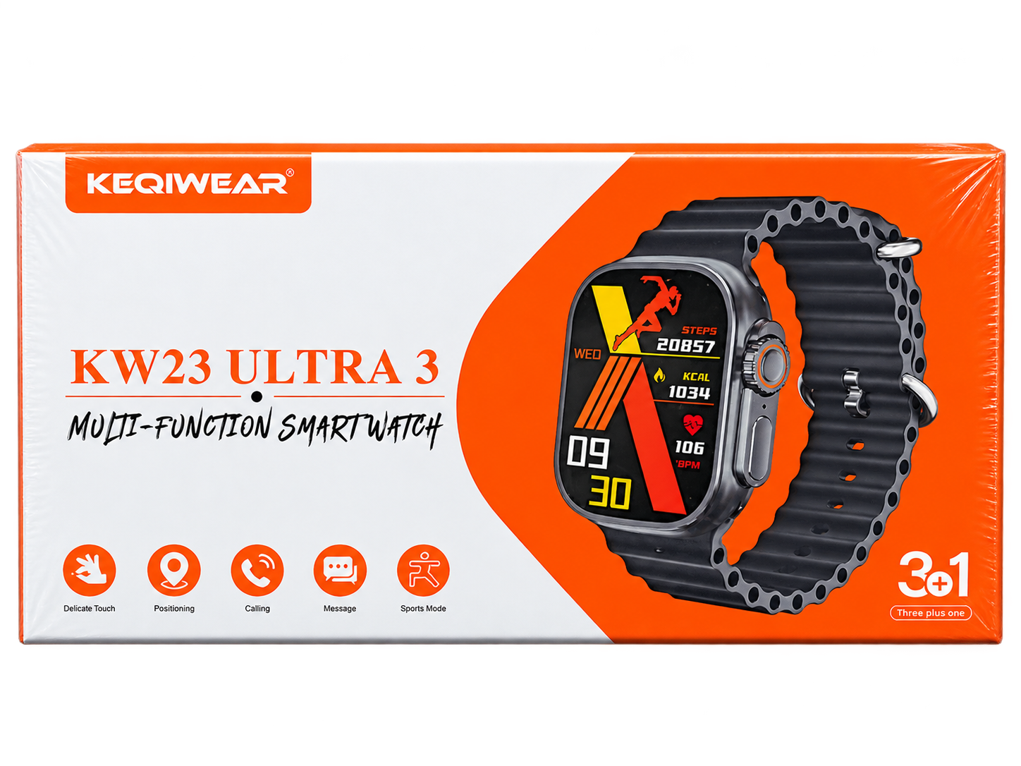 ساعت هوشمند KEQIWEAR مدل KW23 ULTRA 3 پکیج 3+1 با مکالمه بلوتوثی