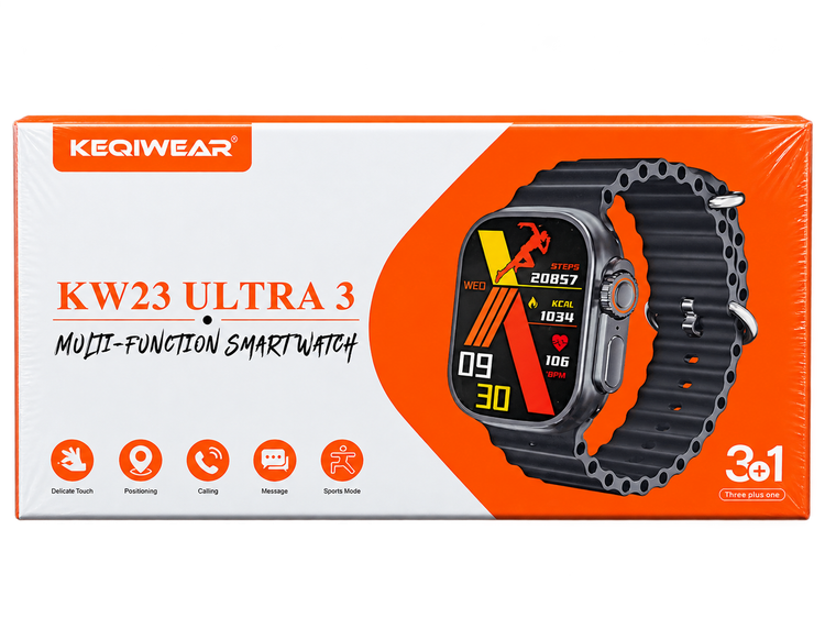 ساعت هوشمند KEQIWEAR مدل KW23 ULTRA 3 پکیج 3+1 با مکالمه بلوتوثی