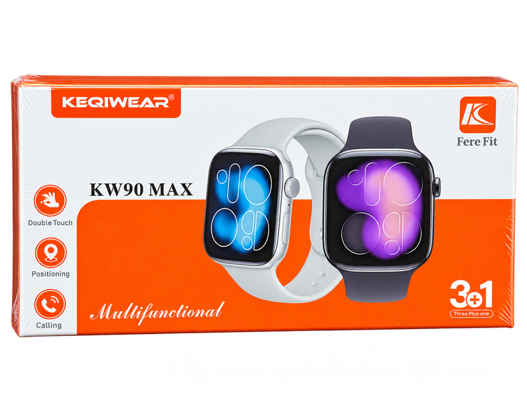 ساعت هوشمند KEQIWEAR مدل KW90 MAX پکیج 3+1 با مکالمه بلوتوثی