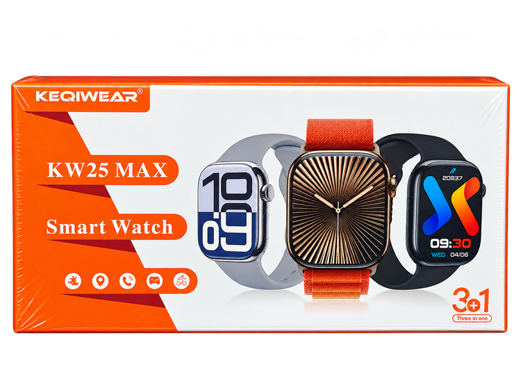 ساعت هوشمند KEQIWEAR مدل KW25 MAX پکیج 3+1 با مکالمه بلوتوثی