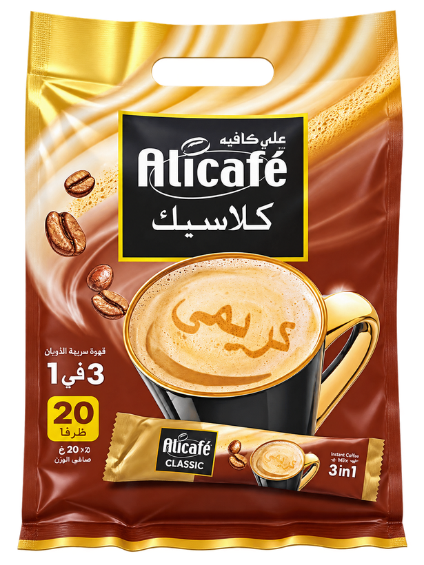 قهوه فوری 3 در 1 Alicafé Classic بسته 20 عددی