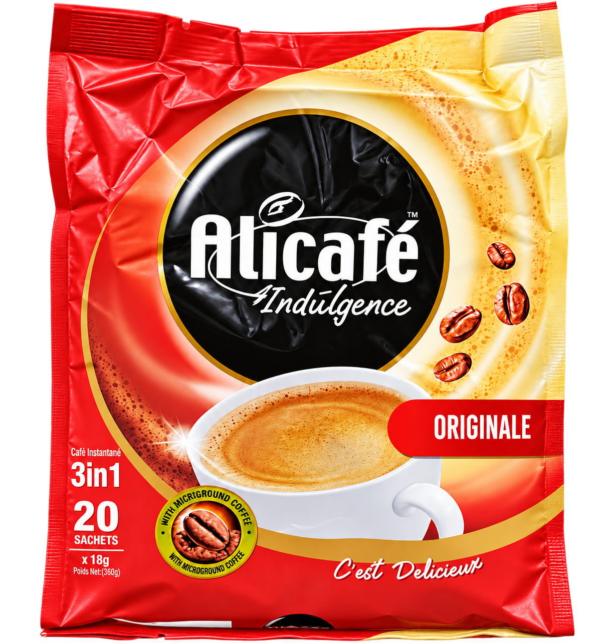 قهوه فوری 3 در 1 Alicafé Indulgence Originale با قهوه Microground بسته 20 ساشه