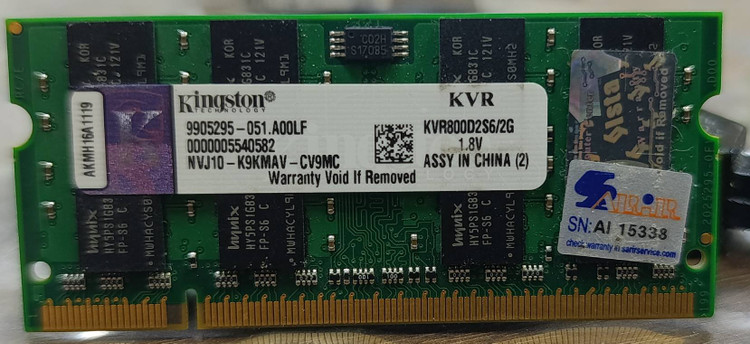 رم لپ تاپ Kingston ValueRAM مدل KVR800D2S6/2G ظرفیت 2 گیگابایت DDR2 800MHz