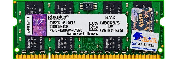 رم لپ تاپ Kingston ValueRAM مدل KVR800D2S6/2G ظرفیت 2 گیگابایت DDR2 800MHz